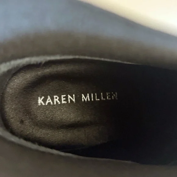 Karen Millen Leather Ankle Boots 39 Black Stiletto Heel Minimalist Chic Office - Picture 7 of 7